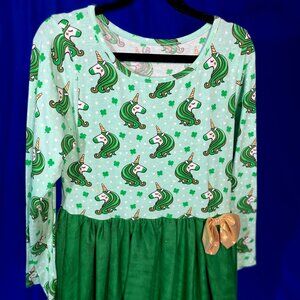 Unique Baby Girls Magic Unicorn St Patrick's Day Tutu Dress Size 9/10